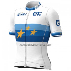 Maglia 2022 Groupama FDJ Campione Europeo Manica Corta Bianco Blu